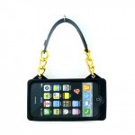 Wholesale iPhone 4S 4 Flower Handbag (Hot Pink - Black)